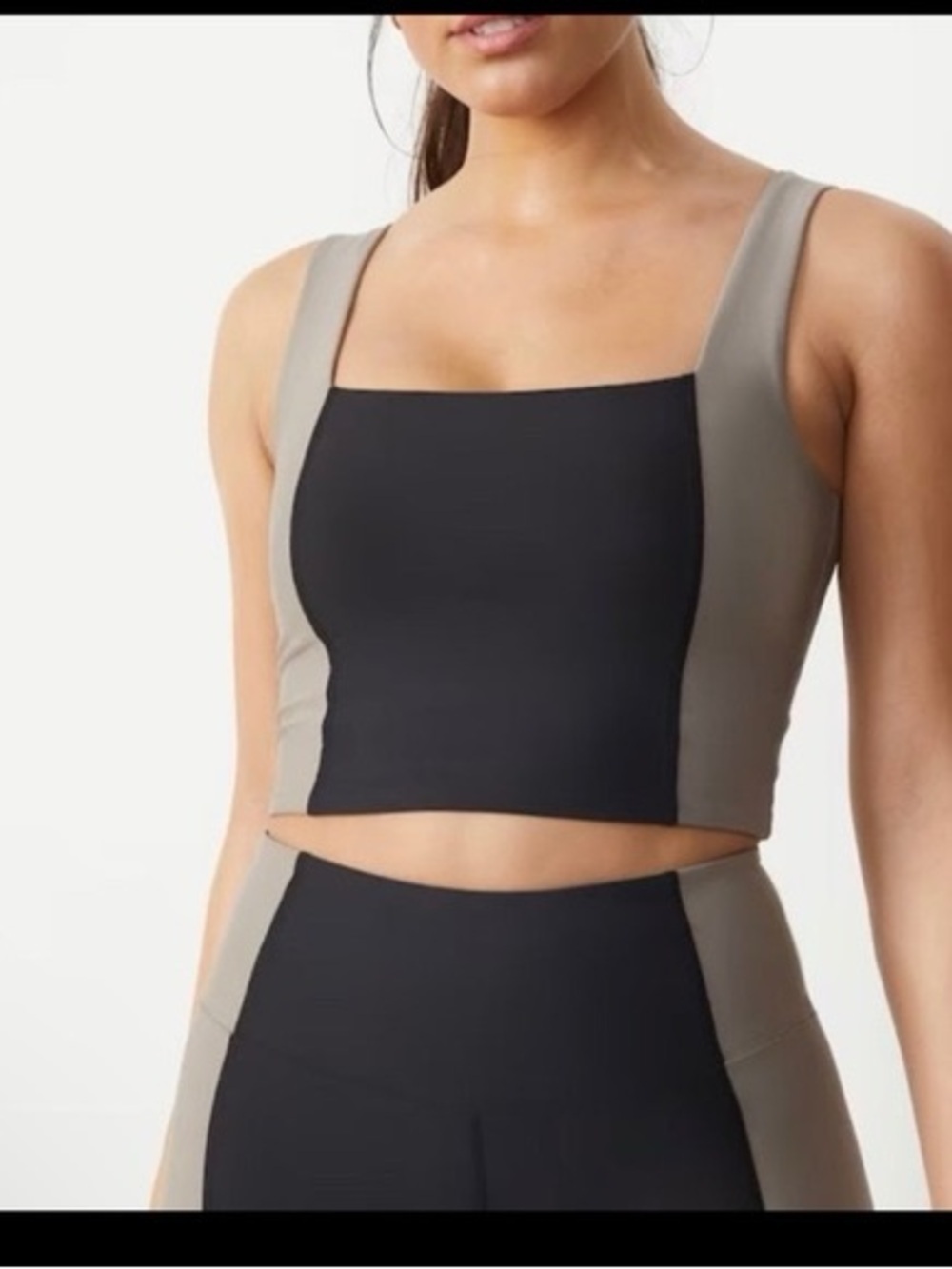 Abercrombie YPB sculptLUX Squareneck Slim Tank Longline Bra Colorblock XS